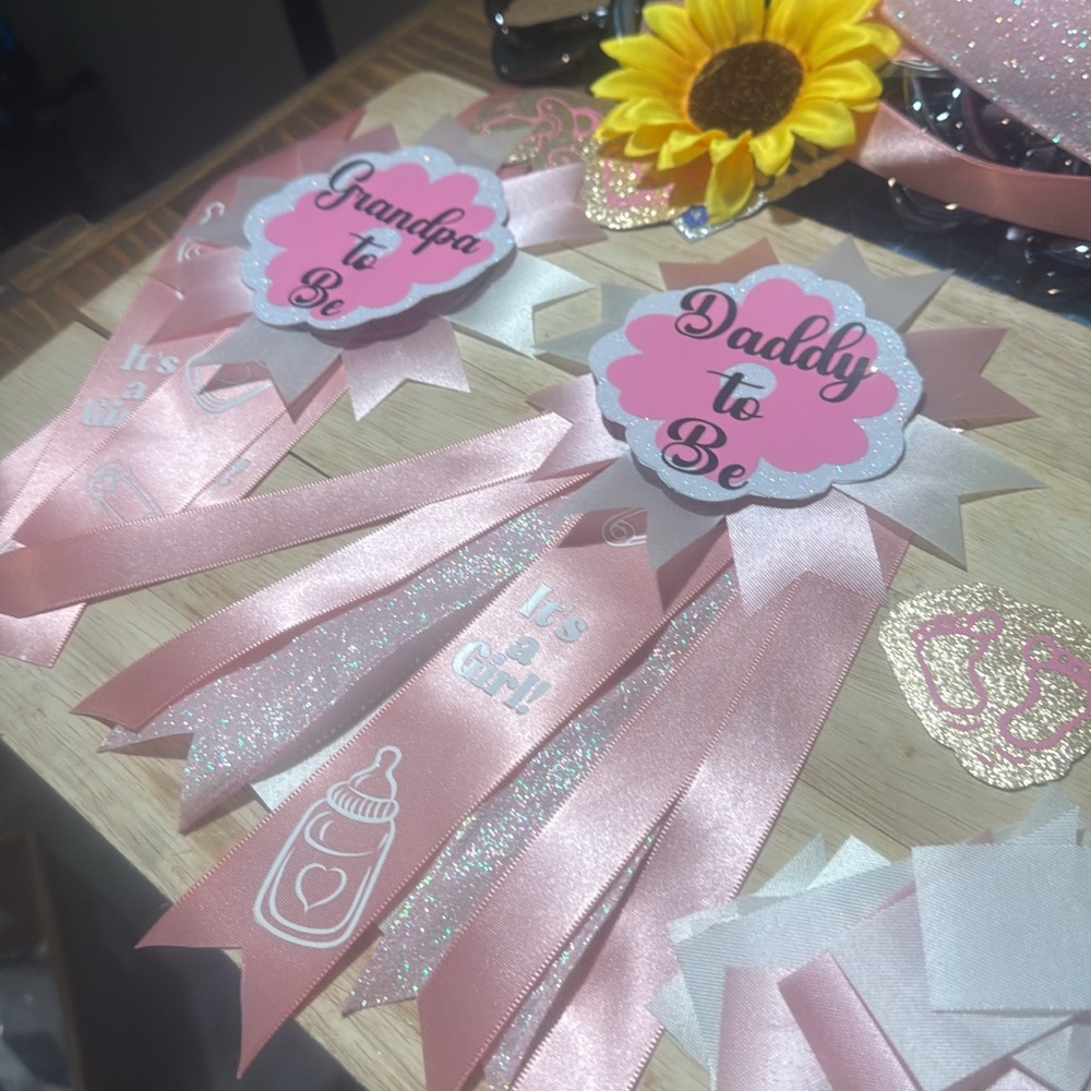 Charming Pink Baby Shower Ribbons Set